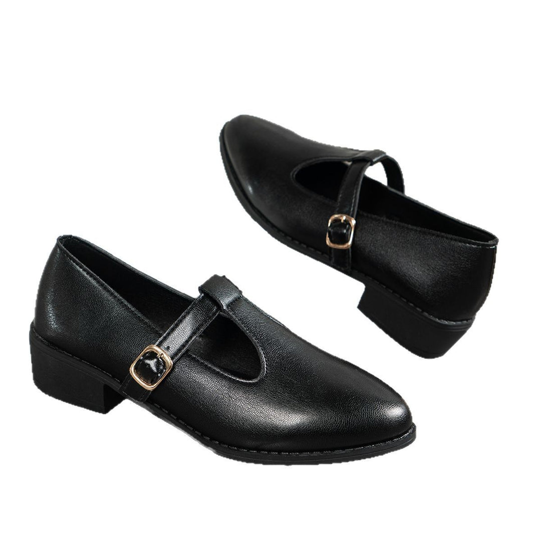 Damen Lack-Mary-Jane-Ballerinas mit spitzer Kappe, verstellbarem Riemen und kleinem Blockabsatz Shop Nory