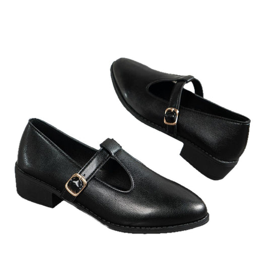 Damen Lack-Mary-Jane-Ballerinas mit spitzer Kappe, verstellbarem Riemen und kleinem Blockabsatz Shop Nory