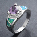 Damen Ring mit facettiertem Amethyst und opalisierenden Elementen Shop Nory