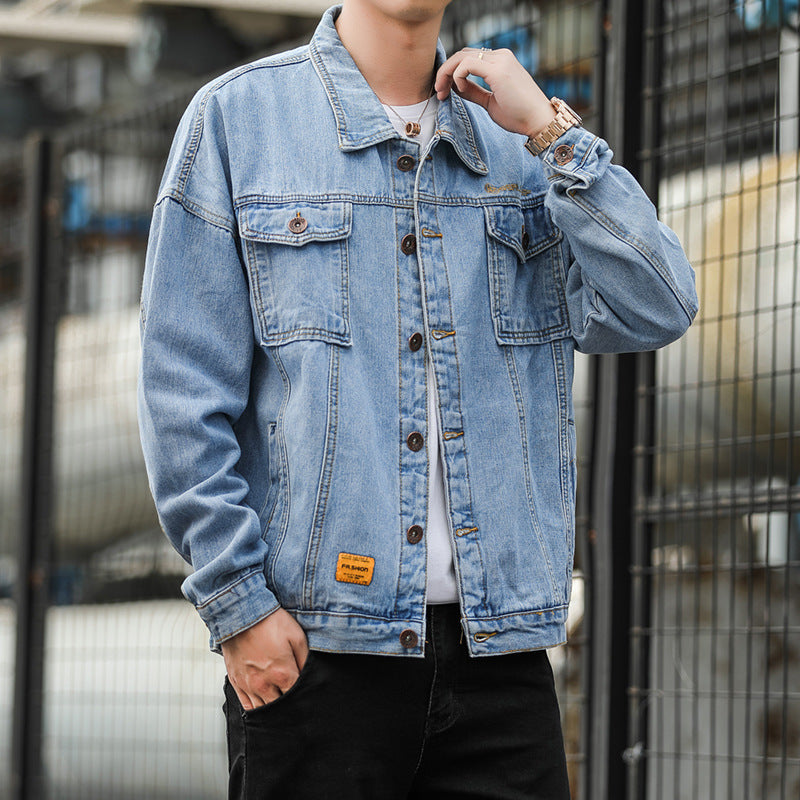 Herren Denimjacke im lässigen Stil mit funktionalen Pattentaschen und robustem Design