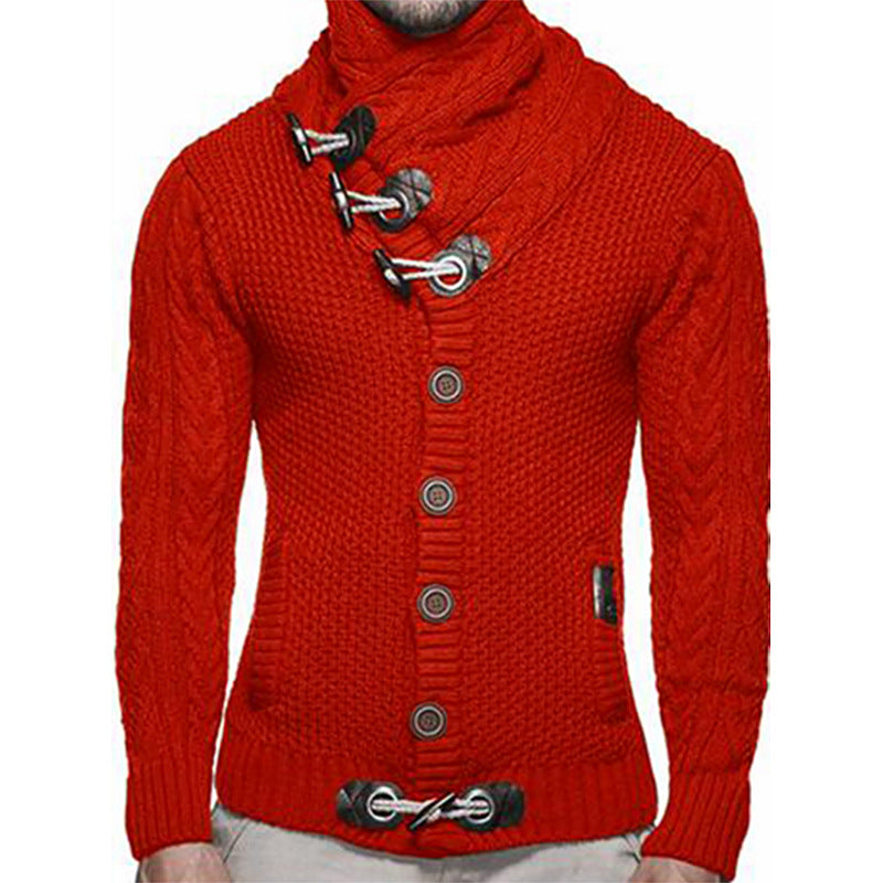 Herren nan grobgestrickter Cardigan mit Schalkragen, Knebelverschlüssen und Zopfmusterärmeln Shop Nory