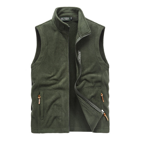 Herren Fleece-Utility-Weste mit Reißverschluss, Stehkragen und praktischen Taschen Shop Nory