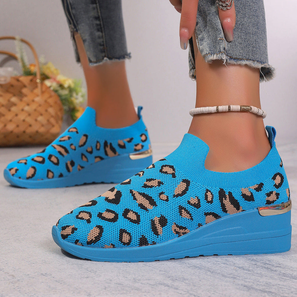 Damen Sneakers mit rutschfester Sohle und modischem Leopardenmuster