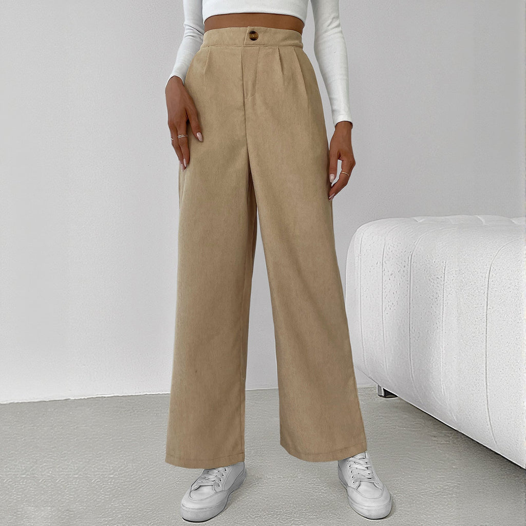 Damen stylische weite Hose mit hoher Taille und elegantem Schnitt