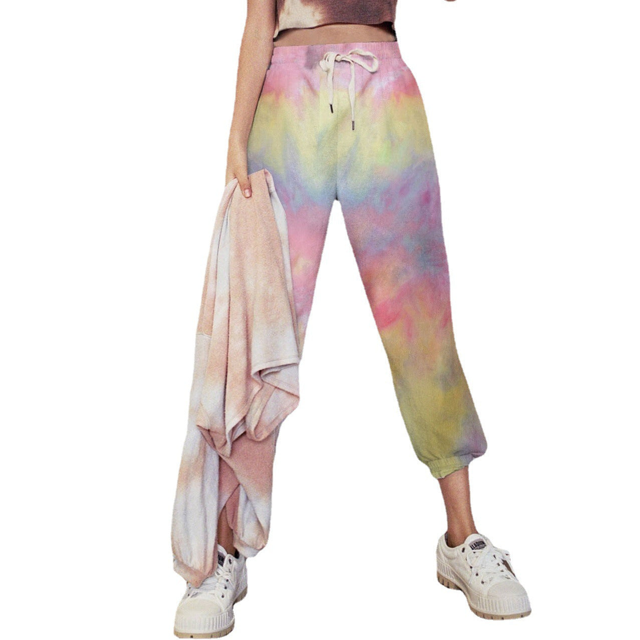 Damen Jogginghose im kreativen Batikdesign mit elastischem Bund und praktischen Taschen