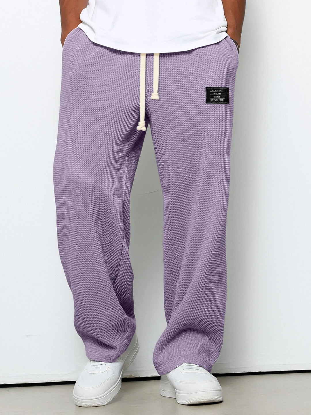 Herren nan lässige Waffelstruktur Lounge-Hose mit Kordelzug, elastischem Bund und weiter Passform Shop Nory