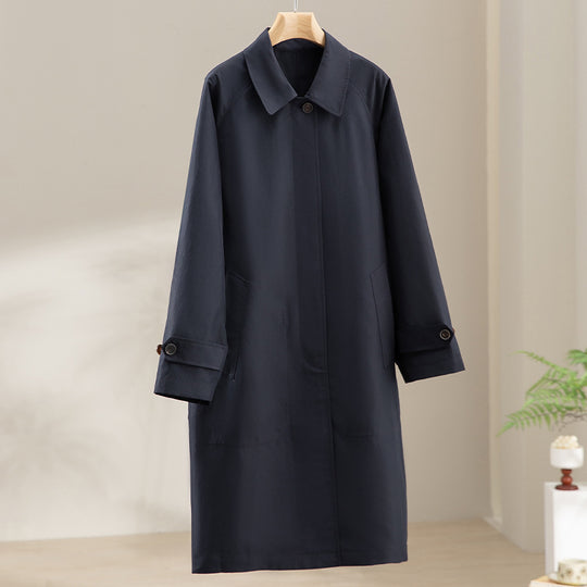 Damen Mid-Length Trenchcoat mit verdeckter Druckknopfblende und verstellbaren Manschetten Shop Nory