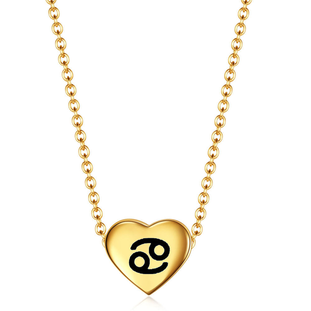 Damen Halskette mit gravierbarem Herzanhänger und astrologischem Symbol Shop Nory