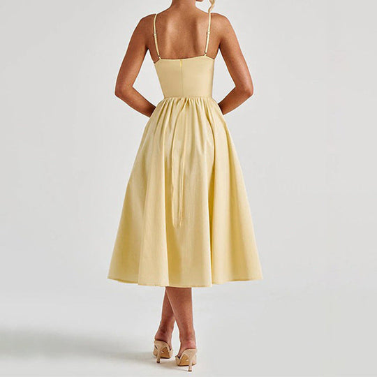 Damen Midikleid mit herzförmigem Ausschnitt und schwingendem Rock
