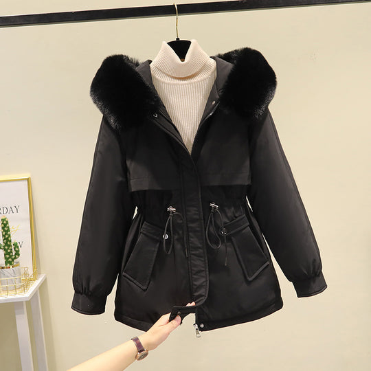 Damen nan taillierter Kurzparka mit Kordelzugtaillierung, Kapuze und großen Pattentaschen Shop Nory