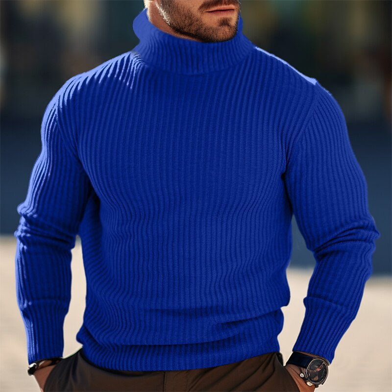 Herren Stehkragen Pullover aus strukturiertem Strick