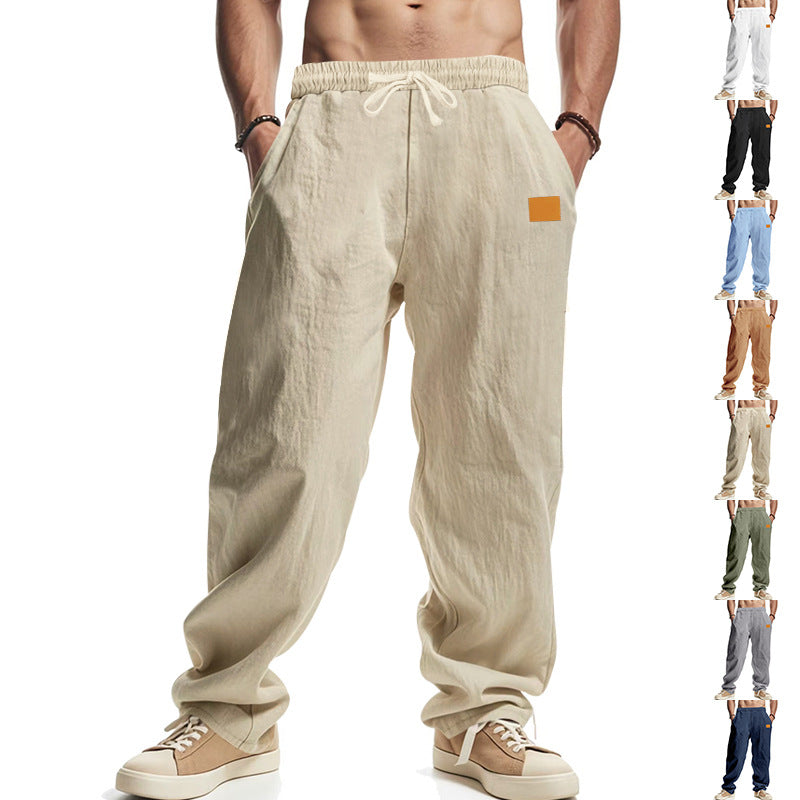 Herren lässige Leinenhose mit elastischem Bund und großzügigen Seitentaschen ShopNory
