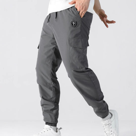 Herren Utility-Cargohose im Joggerstil mit Tunnelzug, elastischem Bund & Klappentaschen Shop Nory