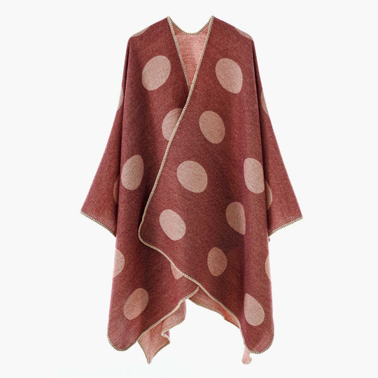 Damen Punkte-Überwurf Cape aus Wollmix mit Zierstich Shop Nory