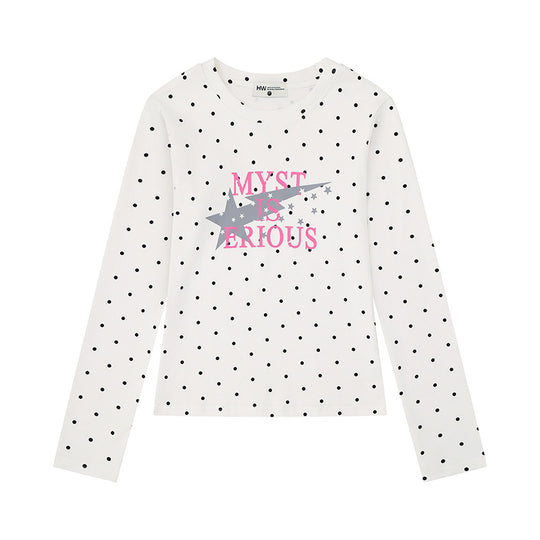 Damen Langarmshirt aus Baumwolljersey mit Pünktchenmuster und Statement-Sternprint Shop Nory