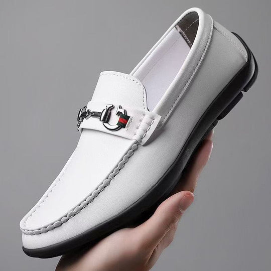 Herren Elegante Lederimitat-Loafer mit Ziernaht und Metallbit-Detail Shop Nory