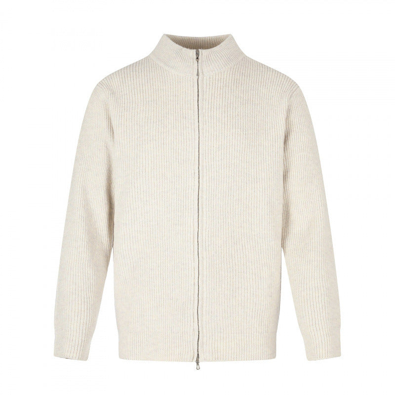 Unisex Reißverschluss-Strickjacke im Boxy‑Cut mit Stehkragen und Rippenstruktur Shop Nory