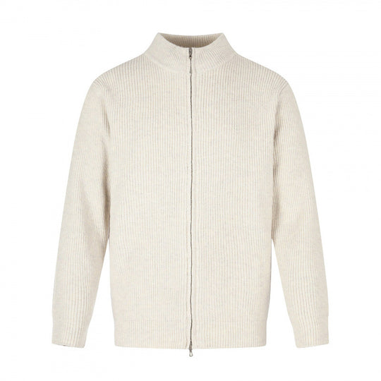 Unisex Reißverschluss-Strickjacke im Boxy‑Cut mit Stehkragen und Rippenstruktur Shop Nory