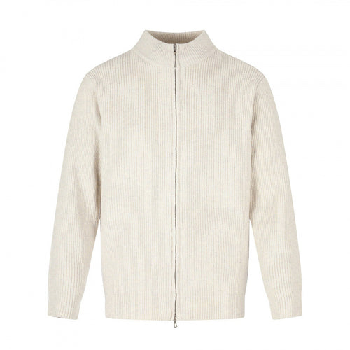 Unisex Reißverschluss-Strickjacke im Boxy‑Cut mit Stehkragen und Rippenstruktur Shop Nory