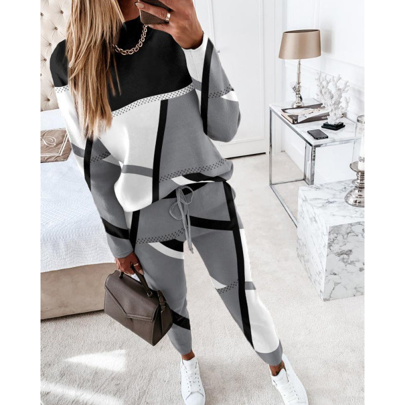 Damen trendy Sweatanzug mit grafischem Muster