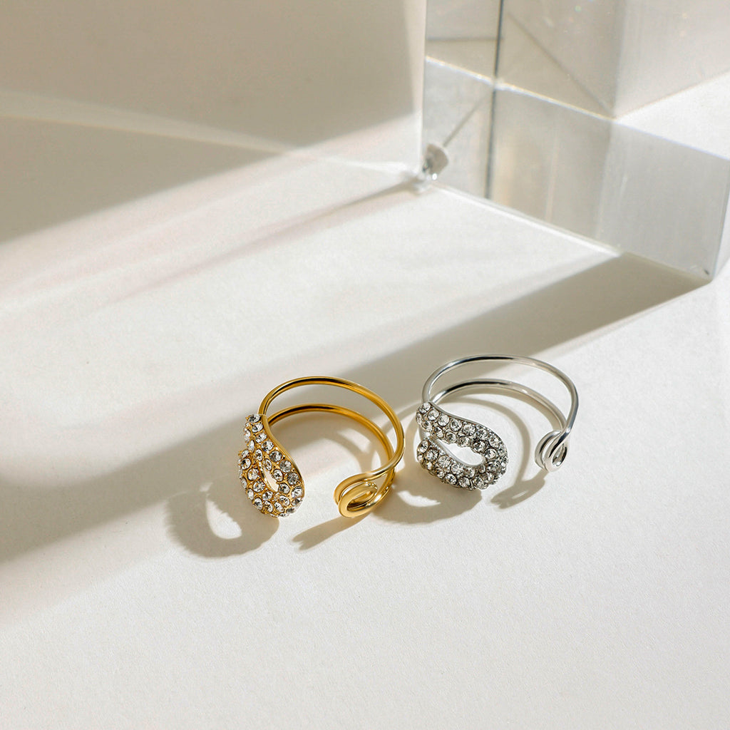 Damen Offener Ring mit funkelndem Zirkon und modernem Design Shop Nory