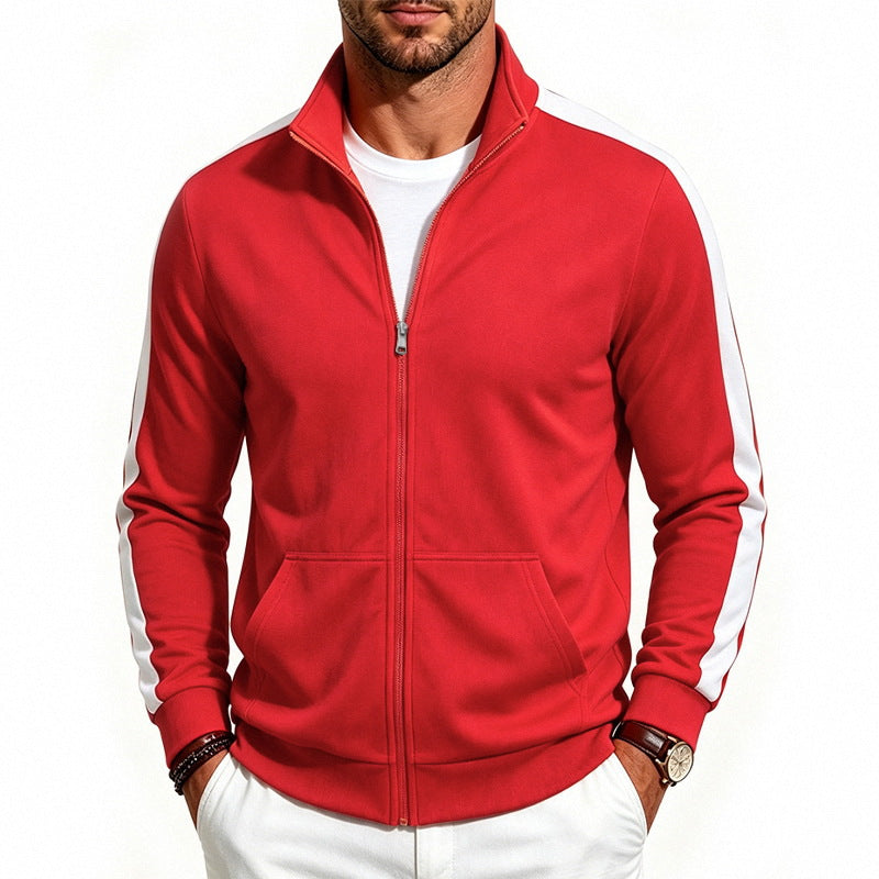 Herren Athletische Trainingsjacke mit durchgehendem Reißverschluss und kontrastierter Schulterstreifen Shop Nory