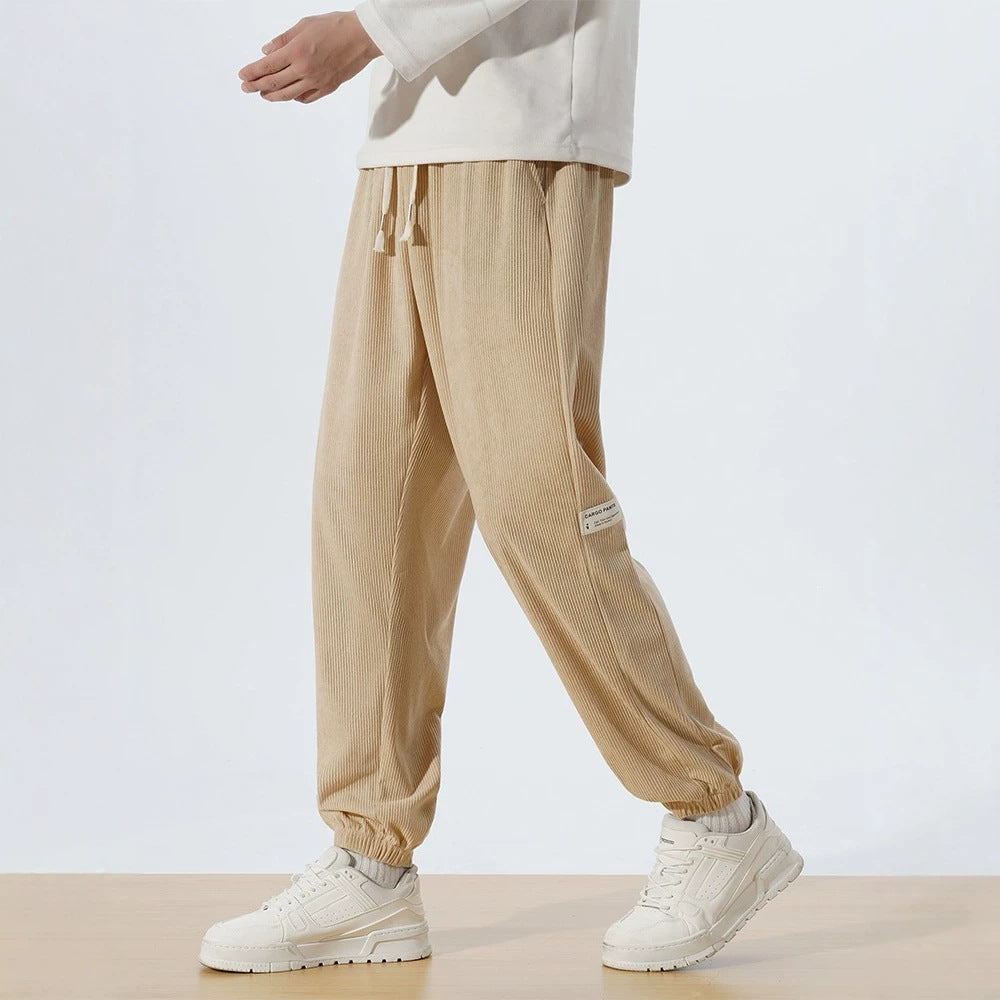 Herren Relaxed-Fit Cord-Jogginghose mit Tunnelzug, elastischen Knöchelbündchen & Cargo-Detail Shop Nory