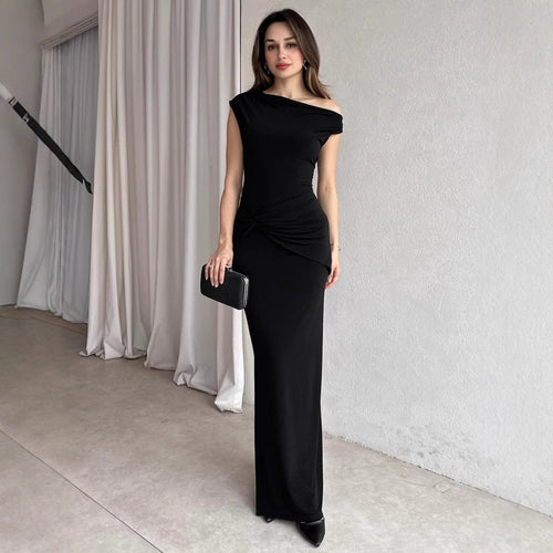 Damen Elegantes Maxikleid mit Off-Shoulder Design und dekorativer Raffung