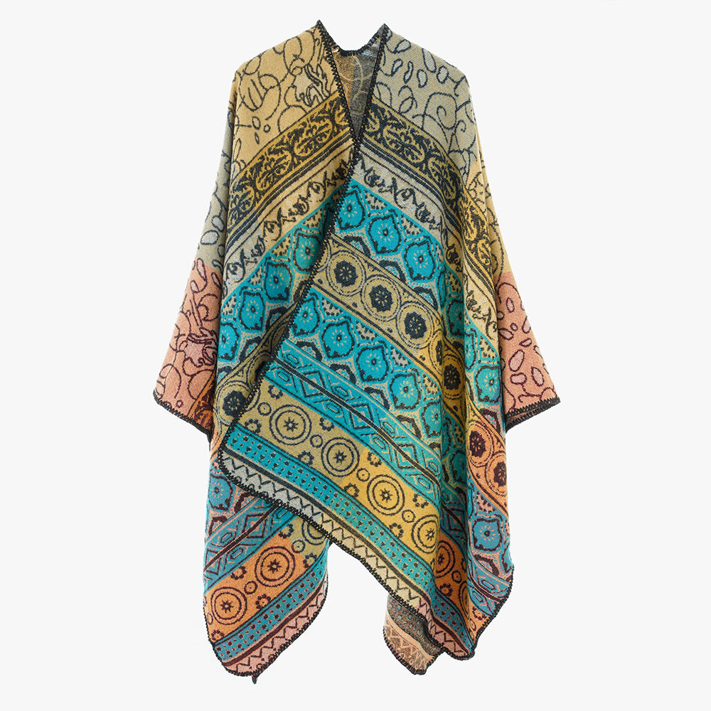 Damen Jacquard-Kimono-Überwurf im Ornament-Patchwork Stil Shop Nory