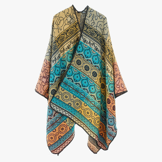 Damen Jacquard-Kimono-Überwurf im Ornament-Patchwork Stil Shop Nory