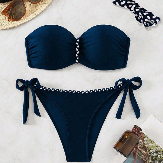 Damen Bandeau-Bikini-Set mit raffinierten BindShopnoryändern