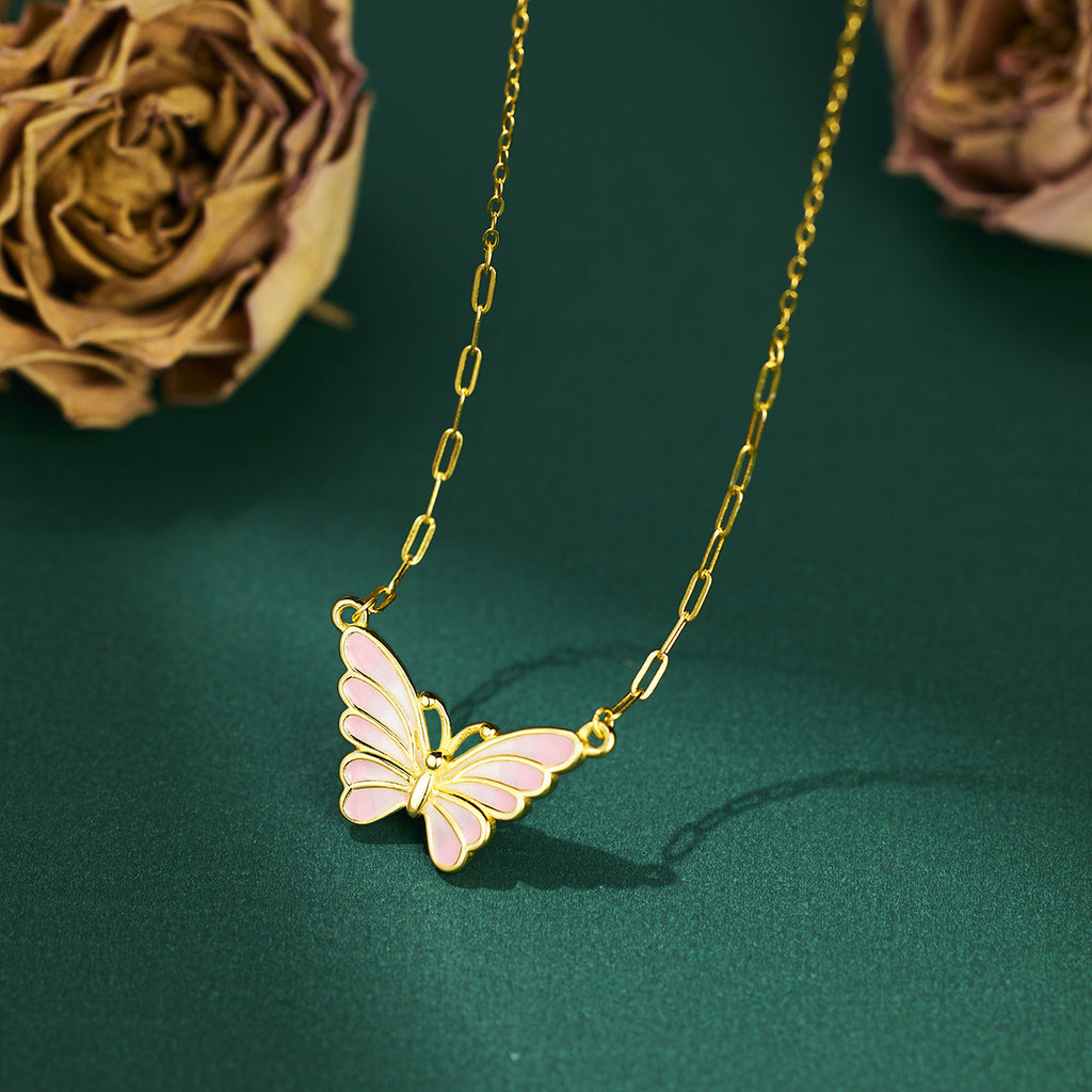 Damen Halskette mit kunstvollem Schmetterlingsdesign Shop Nory