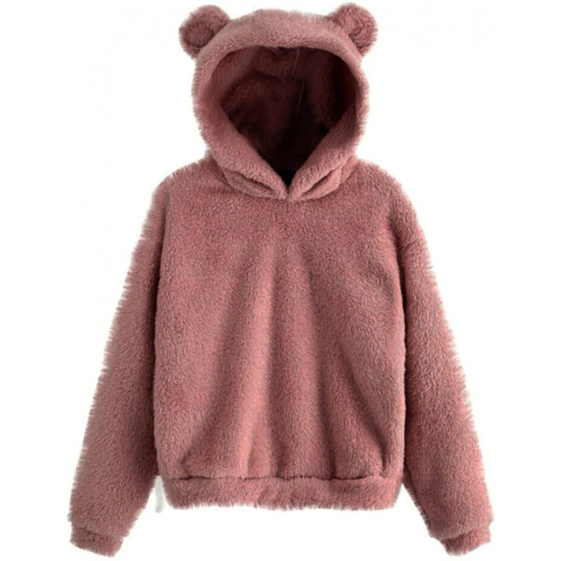 Damen Kuscheliger Teddy-Fleece-Hoodie mit Bärenohren und Oversize-Passform Shop Nory