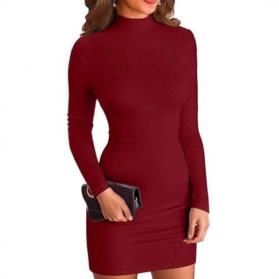 Damen Figurbetontes Rollkragen‑Minikleid aus Stretch‑Jersey mit Langarm Shop Nory