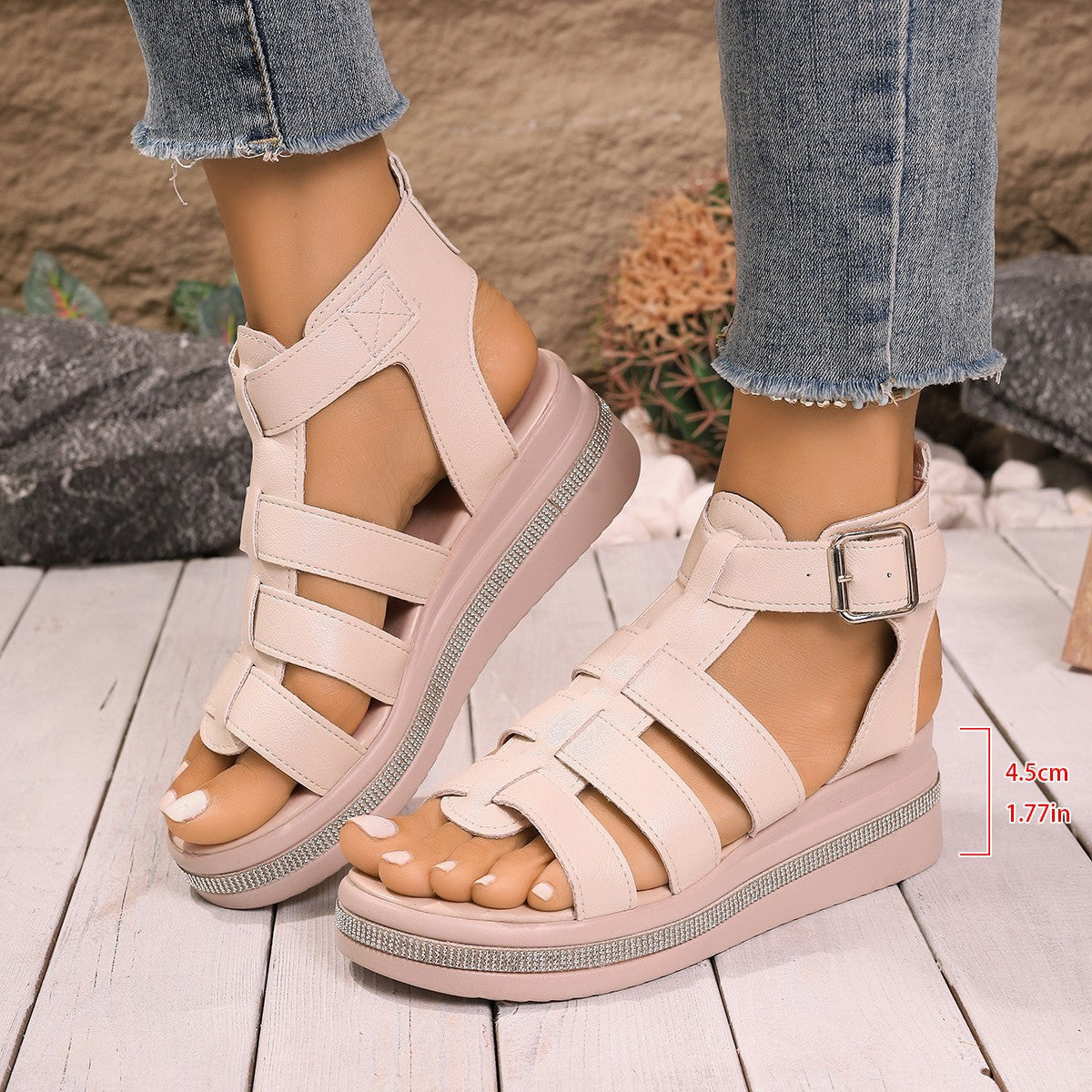 Damen Komfortable Riemchen-Sandalen mit trendigem Blockabsatz