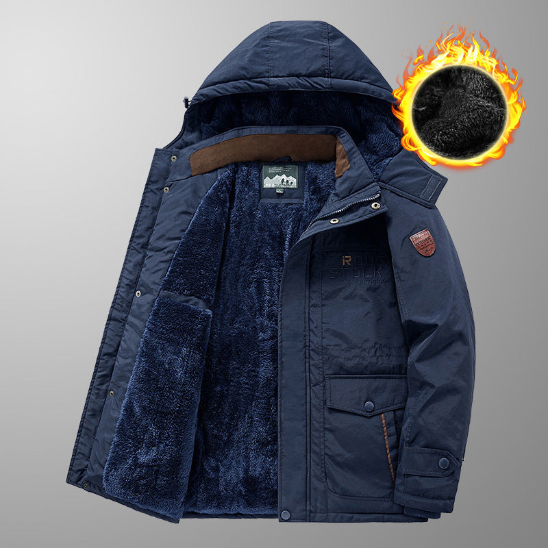 Herren wärmender gefütterter Kapuzenparka mit durchgehendem Teddyfleecefutter und Utility‑Taschen Shop Nory