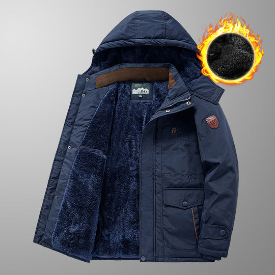 Herren wärmender gefütterter Kapuzenparka mit durchgehendem Teddyfleecefutter und Utility‑Taschen Shop Nory