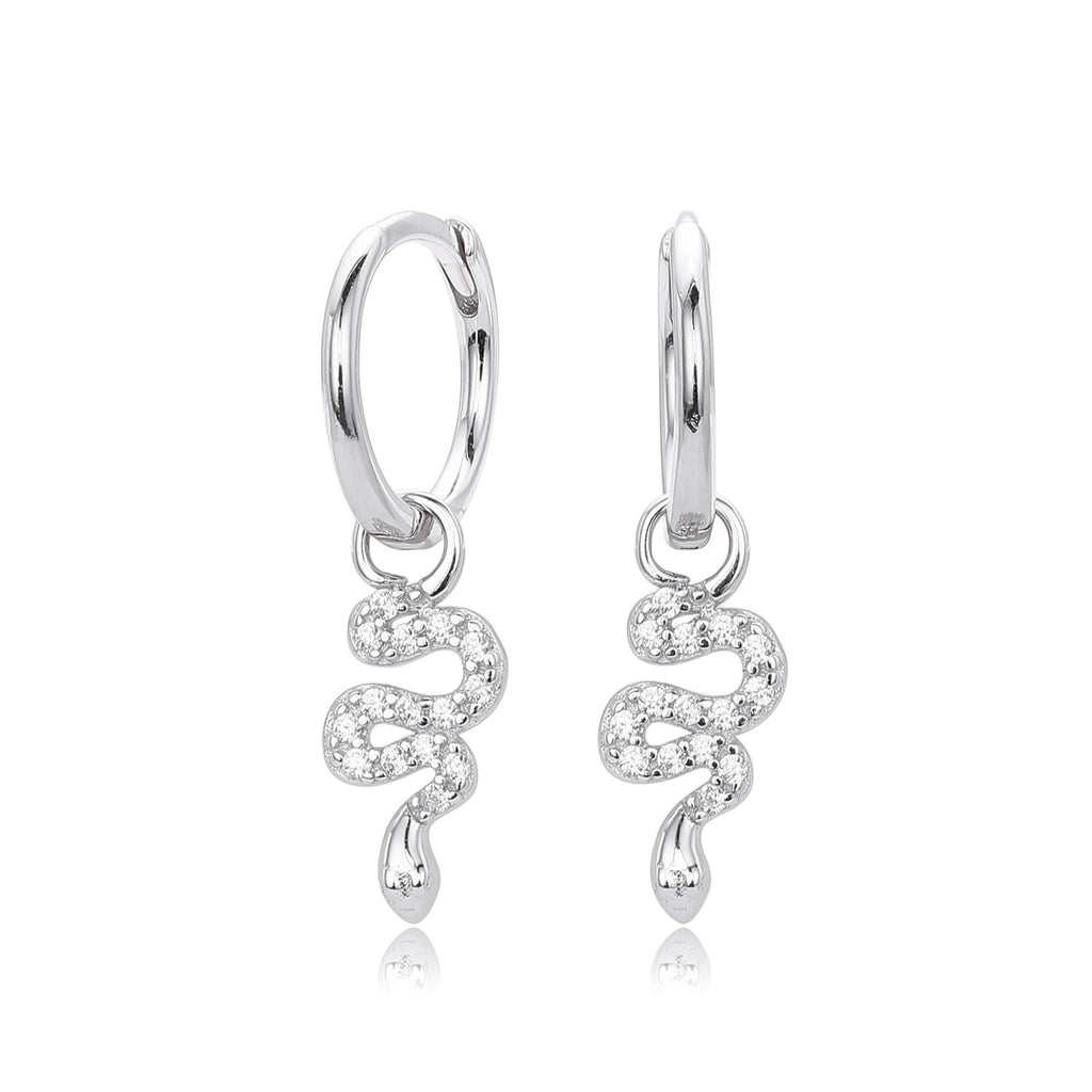 Damen Ohrhänger mit elegantem Schlangenmotiv aus hochwertigem 925 Sterling Silber und funkelnden Zirkonia Shop Nory