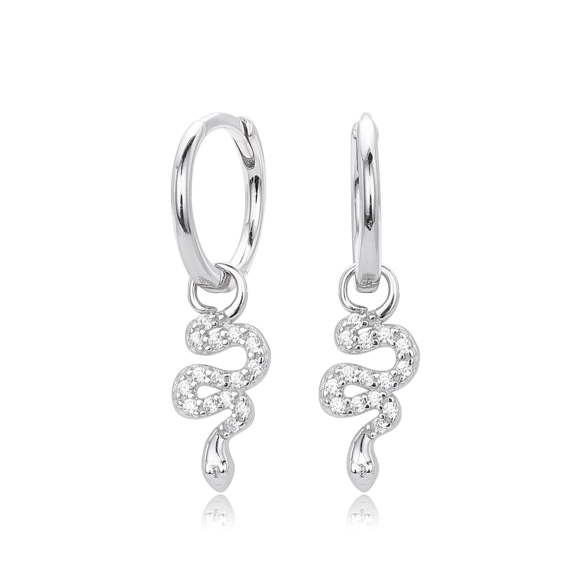 Damen Ohrhänger mit elegantem Schlangenmotiv aus hochwertigem 925 Sterling Silber und funkelnden Zirkonia Shop Nory