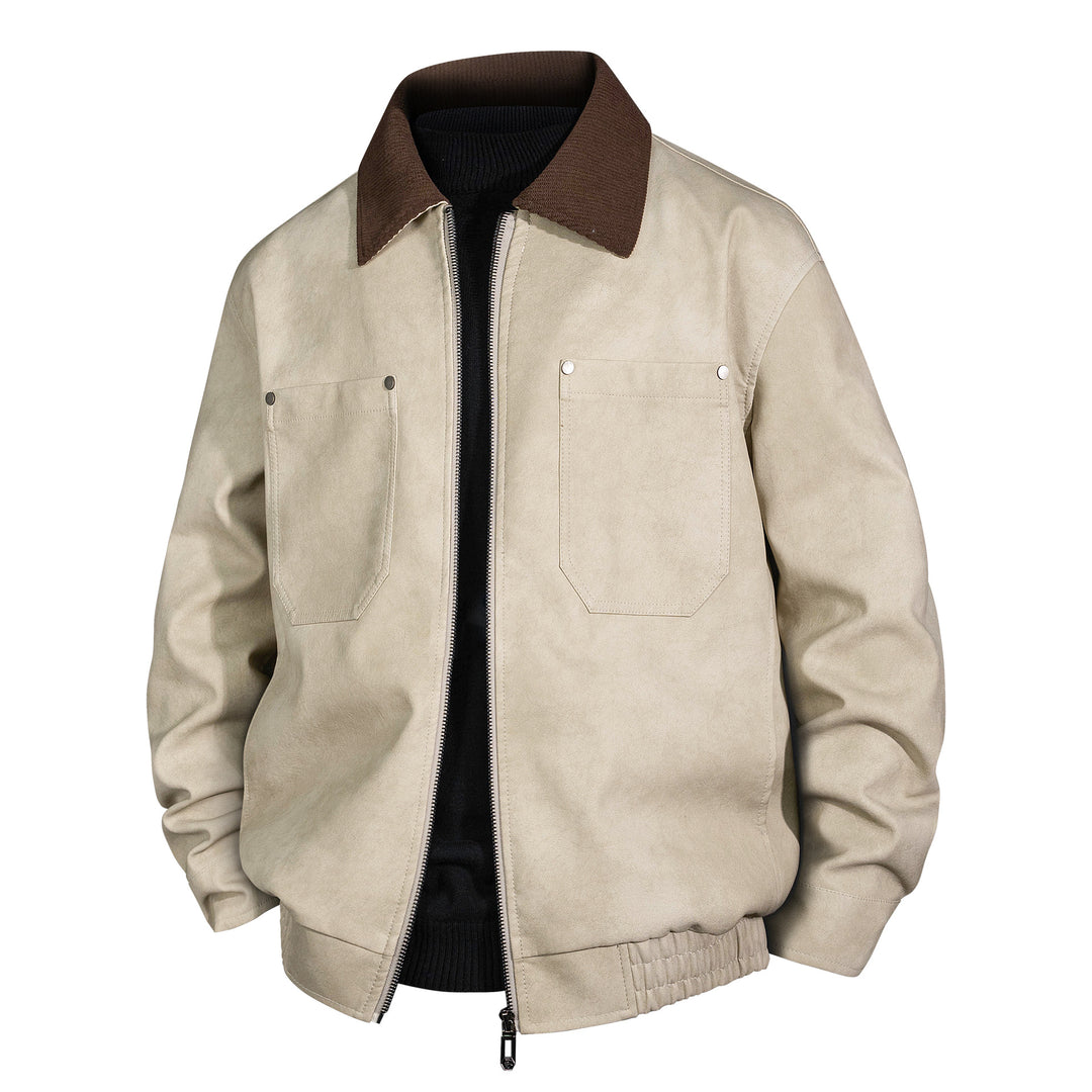 Herren Kurzjacke aus Veloursleder-Imitat mit geripptem Kragen und aufgesetzten Brusttaschen Shop Nory