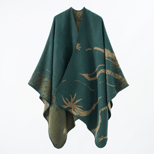 Damen Überschnittenes Jacquard‑Wickelcape aus feinem Strick mit asymmetrischem Saum Shop Nory