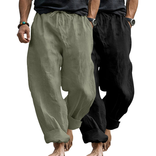 Herren Leinenmix-Loungehose mit elastischem Bund, Kordelzug und lockerer Passform Shop Nory