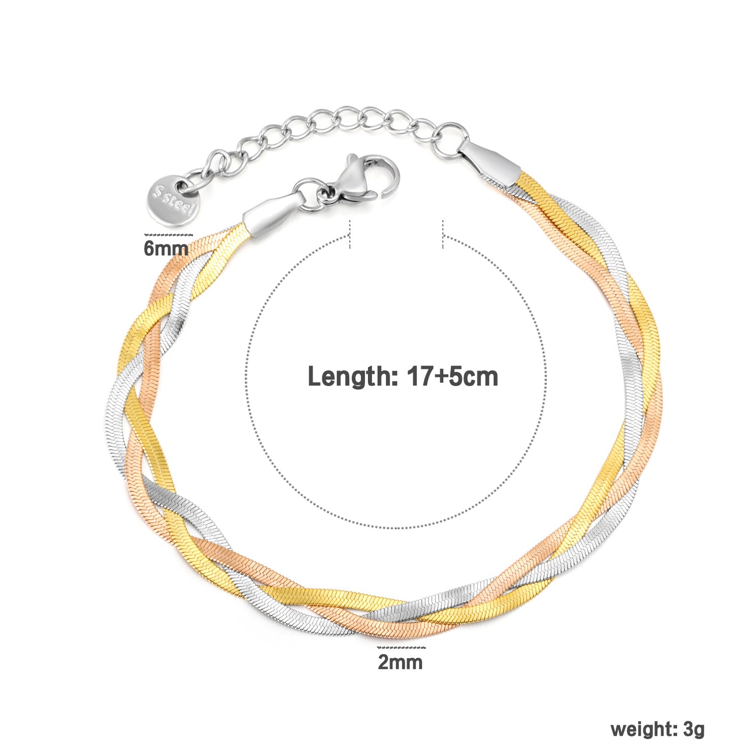 Damen Zart geflochtenes Armband mit verstellbarem Verschluss Shop Nory
