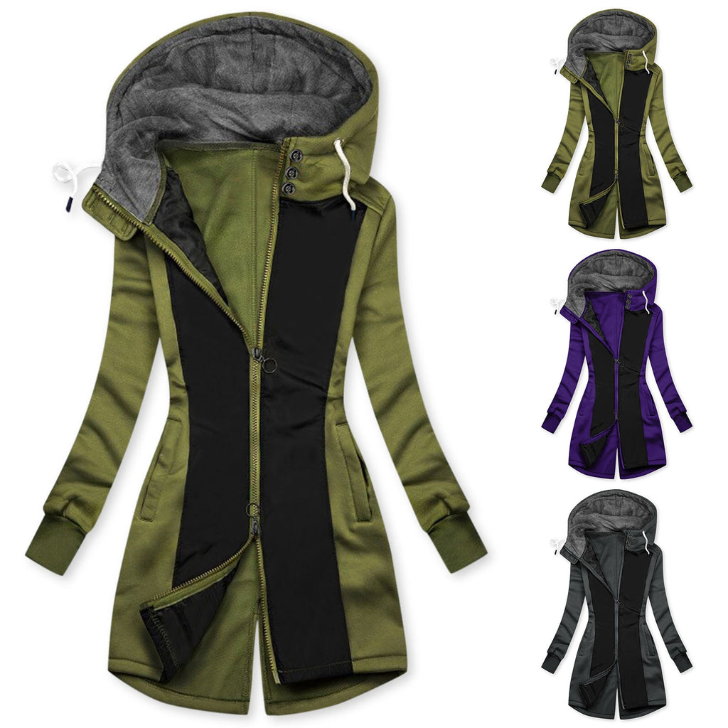 Damen sportliche Windbreaker-Jacke mit hohem Kragen und warmem Innenfutter Shopnory