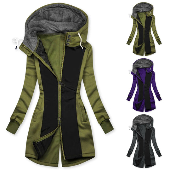 Damen sportliche Windbreaker-Jacke mit hohem Kragen und warmem Innenfutter Shopnory