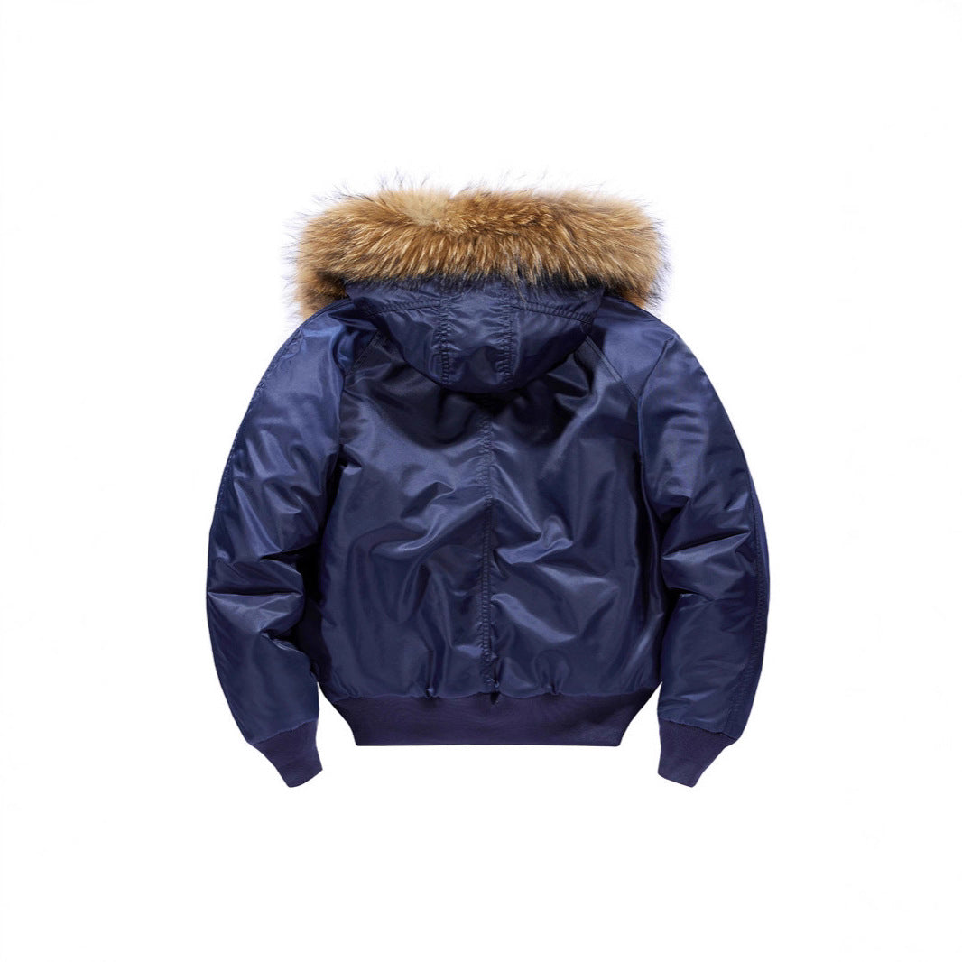 Herren Gefütterte Bomberjacke mit abnehmbarer Kunstfellkapuze und Thermo-Futter Shop Nory