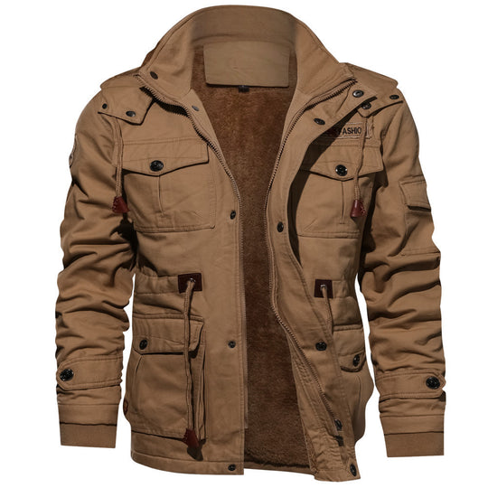 Herren Canvas-Fieldparka mit gefütterter Thermo-Innenlage, Multifunktions‑Taschen und Kapuze Shop Nory