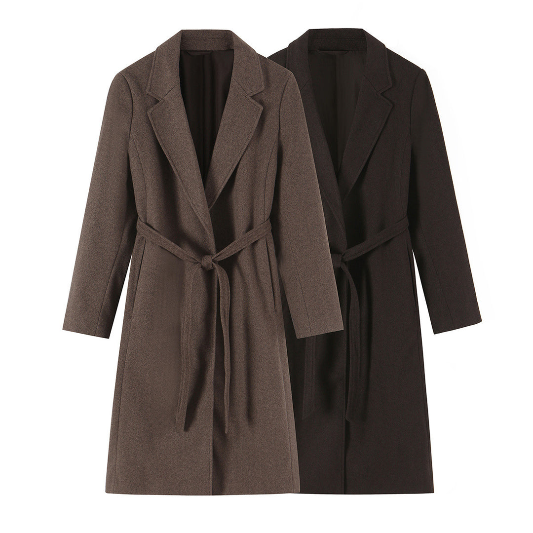 Damen Taillierter Wollmix‑Mantel mit Reverskragen und Bindegürtel Shop Nory