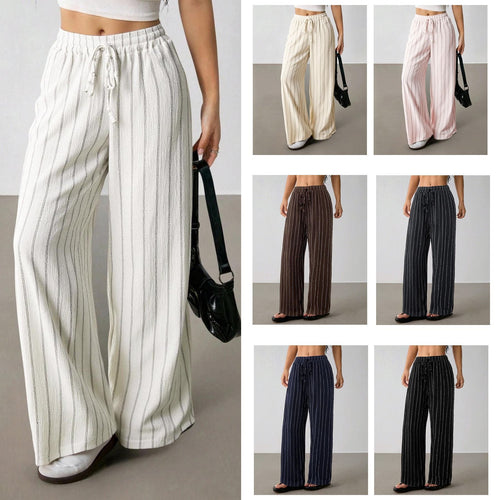 Damen Weite Strickhose mit hohem Bund und Kordelzug Shop Nory