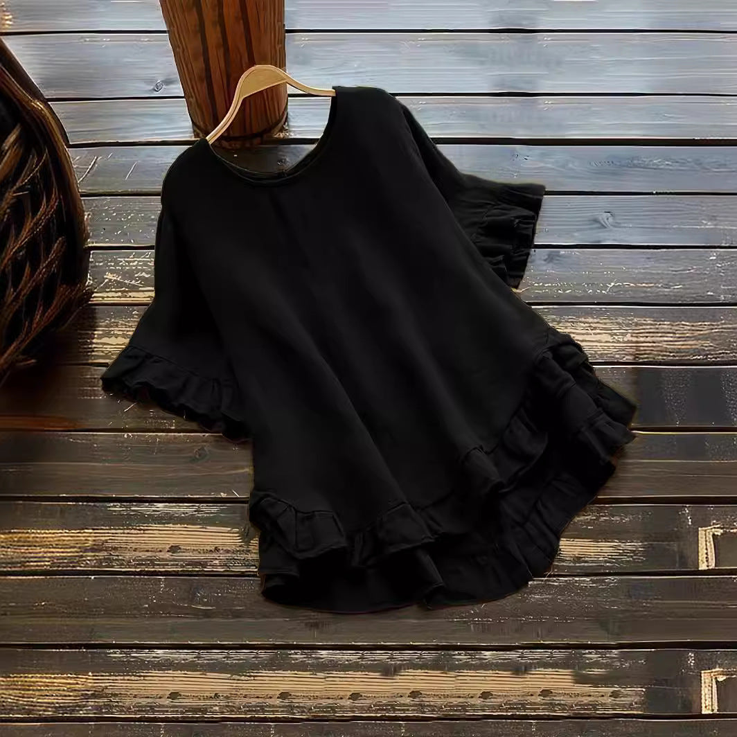 Damen lässiges Oberteil mit Rüschendetails und weit geschnittenem Design